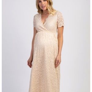 PINKBLUSH IVORY LACEOVERLAY WRAP MATERNITY DRESS S
